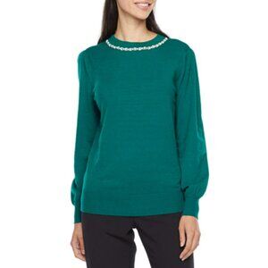 Liz Claiborne Crew Neck Embellished Sweater - Exquisite Teal - Size XXL (20)